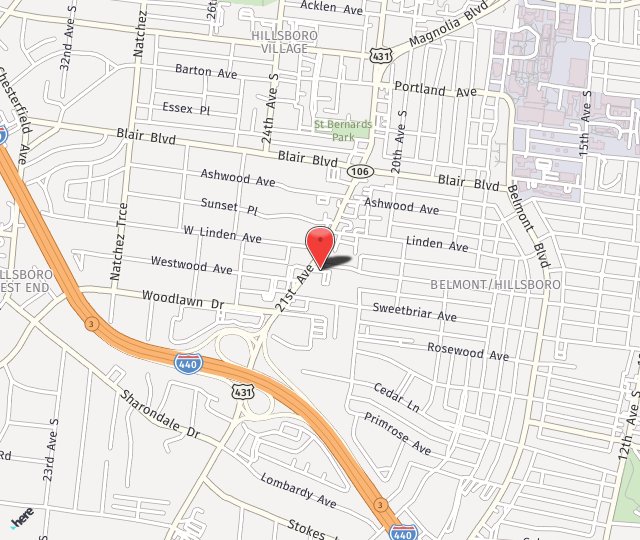 Location Map: 2416 21st Ave S Nashville, TN 37212