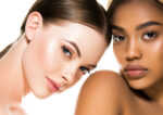 Two women, pale and dark, show smooth, firm skin after collagen banking